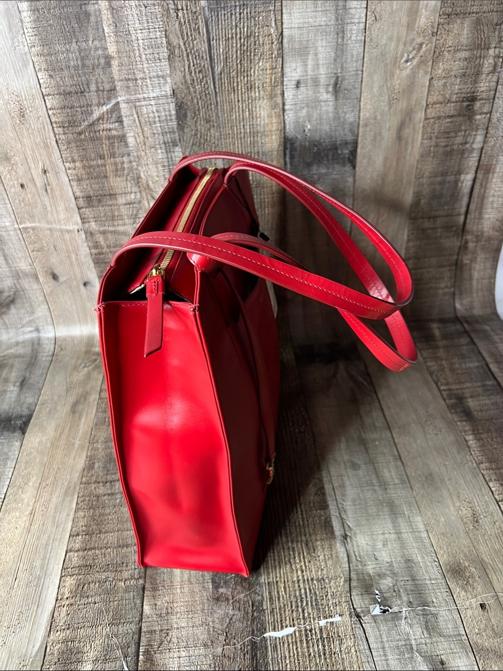 RADLEY LONDON Red Leather Tote with Front Pocket - Picture 4 of 10